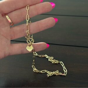 10k yellow gold paper clip necklace